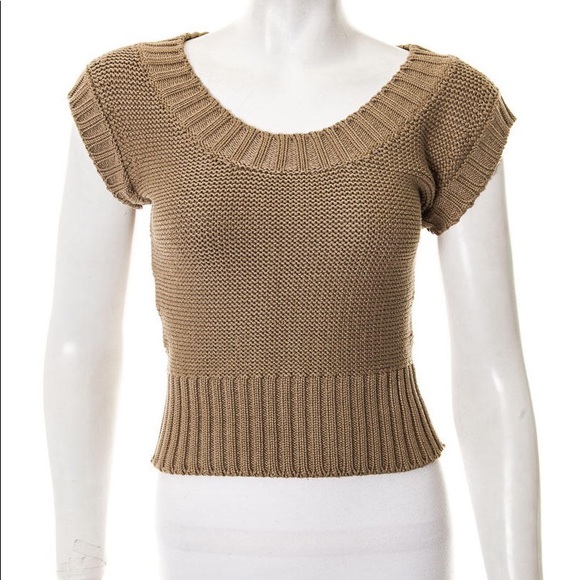 Celine Tops - Céline Cropped Cotton/Silk Scoopneck Sweater